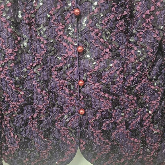 Vintage Nah Nah Purple Ribbon Jacket Evening Formal Sequin Formal Holiday 10 - Picture 4 of 9